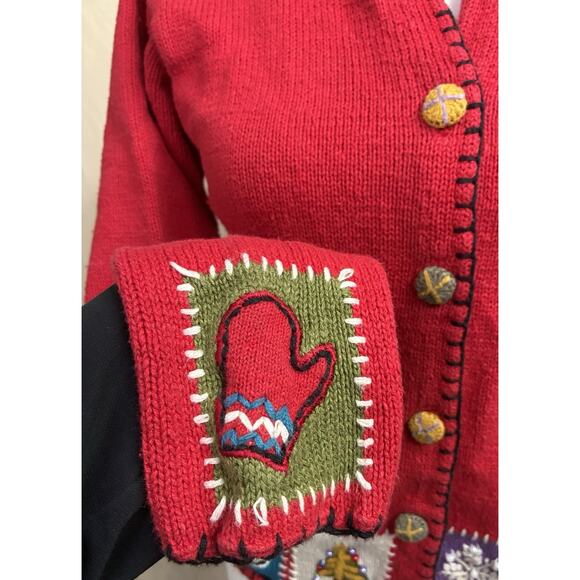 Vintage Rebecca Stone Women’s Small Christmas Holiday Sweater, Quilted Patchwork - Picture 5 of 12